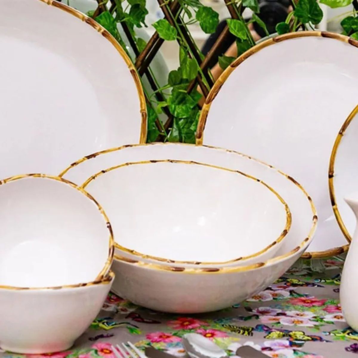 Travessas, Tigelas para Servir Linha Bambu 10pç Cerâmica Scalla - Image 3