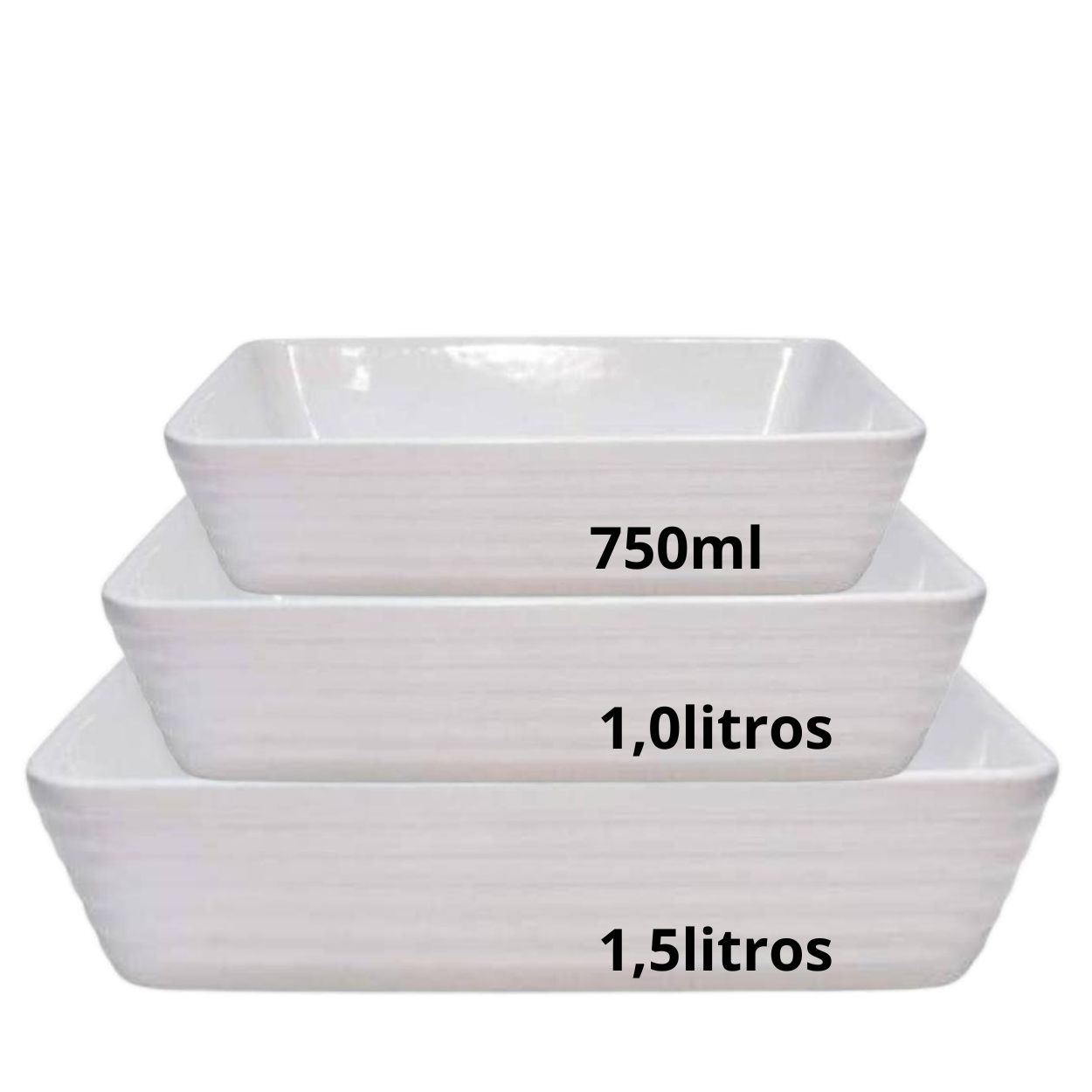 Travessa e Assadeira Refratária 3un Porcelana Branca - Image 2