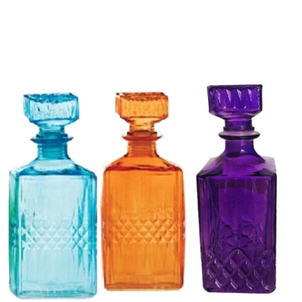 Loja Casa Canto - Jarra de Vidro - Garrafa Licoreira 3un Vidro Colorida 26x9cm Bon Gourmet