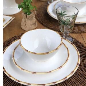 Loja Casa Canto - Pratos Avulsos - Jogo Prato Raso Porcelana Bambu 27, 5cm 6un Lyor