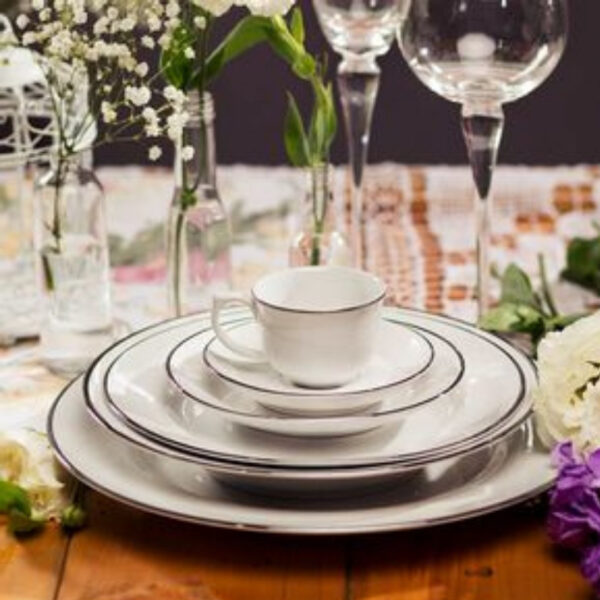 Loja Casa Canto - Aparelho de Jantar 06 pessoas - aparelho de Jantar, Chá e Café 42pç Flamingo Isabel Porcelana Oxford