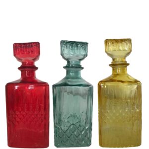 Loja Casa Canto - Jarra de Vidro - Garrafa Licoreira 3un Vidro Colorida 26x9cm Bon Gourmet