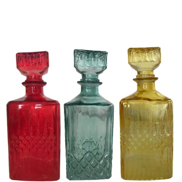 Loja Casa Canto - Jarra de Vidro - Garrafa Licoreira 3un Vidro Colorida 26x9cm Bon Gourmet