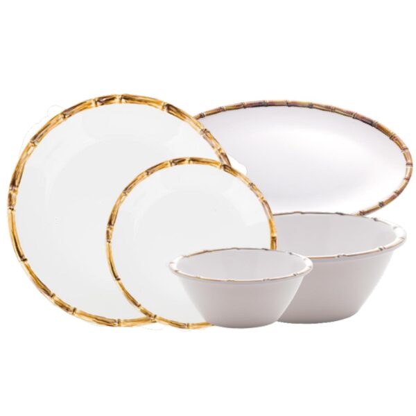 Loja Casa Canto - Baixela de Jantar - Baixela Serviço Jantar 22pç Estampa Bambu Melamina BonGourme