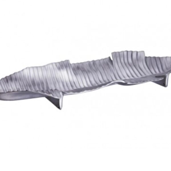 Loja Casa Canto - Centro de Mesa - Centro de Mesa aluminio Escovado Formato Folha 80x25cm Metal Flor