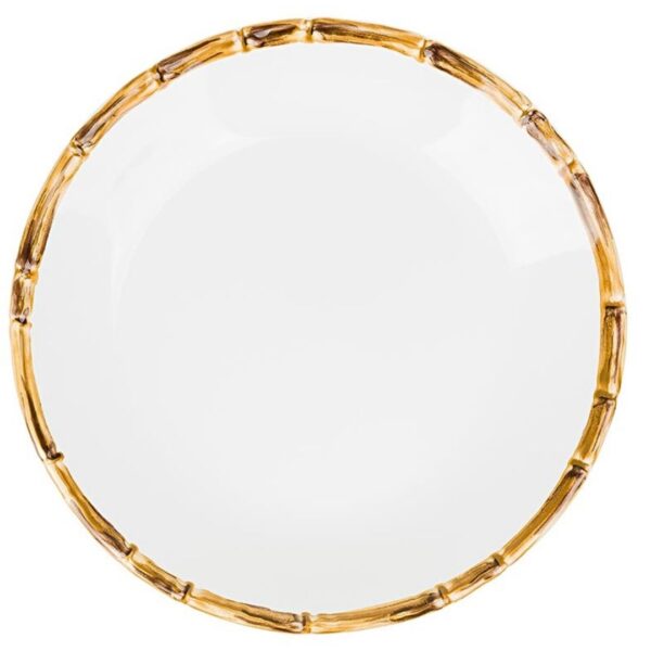 Loja Casa Canto - Pratos Avulsos - Jogo Pratos Sobremesa Melamina Branca Linha Bambu 27cm 6un Bon Gourmet