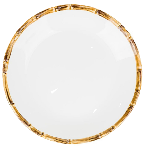 Loja Casa Canto - Pratos Avulsos - Jogo Pratos Rasos Sobremesa Melamina Branca Linha Bambu 12pç BonGourmet