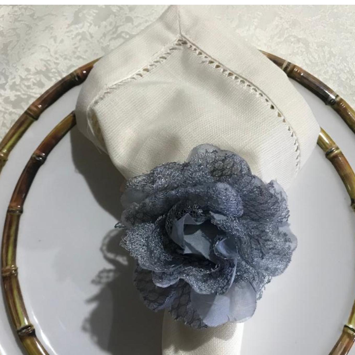 Loja Casa Canto - Porta Guardanapo - Porta Guardanapo 10un Flor Cinza Lé Crochet