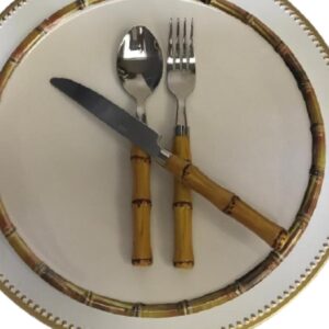 Loja Casa Canto - Faqueiro 24 peças - Faqueiro Bambu Natural Inox Luxo 24peças Lyor