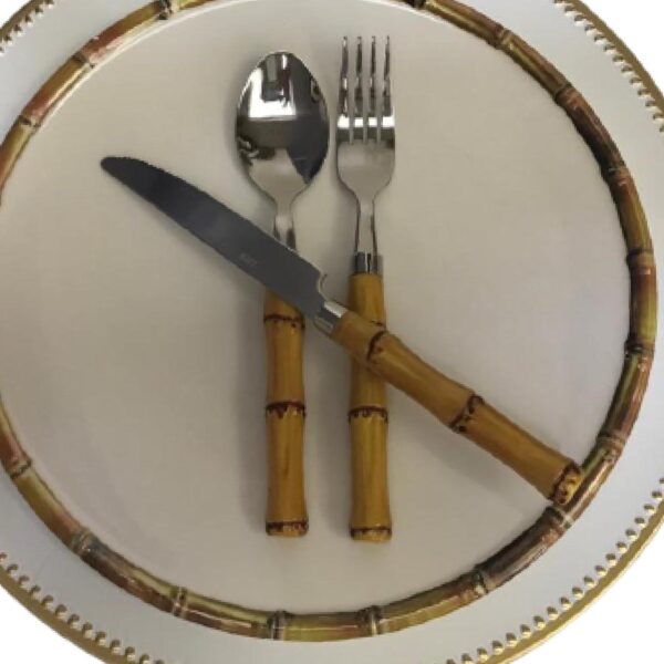 Loja Casa Canto - Faqueiro 24 peças - Faqueiro Bambu Natural Inox Luxo 24peças Lyor