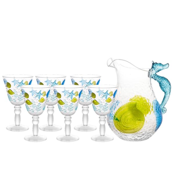 Loja Casa Canto - Jogo de Taças e Jarra - Jogo Jarra e Taças acrilico Ocean 7pç BonGourmet