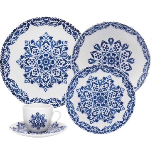 Loja Casa Canto - Aparelho de Jantar 06 pessoas - aparelho de Jantar Chá 30pç Coup Indian Porcelana Oxford