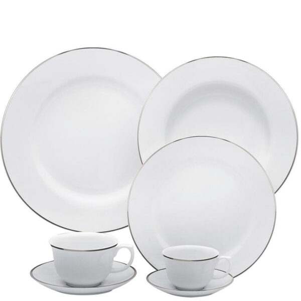 Loja Casa Canto - Aparelho de Jantar 06 pessoas - aparelho de Jantar, Chá e Café 42pç Flamingo Isabel Porcelana Oxford