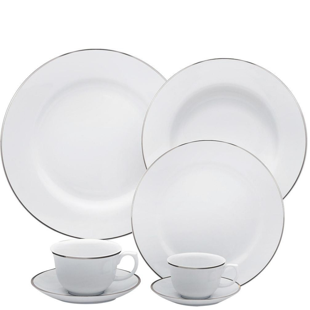 Loja Casa Canto - Aparelho de Jantar 06 pessoas - aparelho de Jantar, Chá e Café 42pç Flamingo Isabel Porcelana Oxford