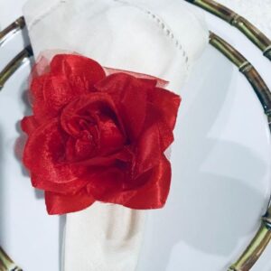 Loja Casa Canto - Porta Guardanapo - Porta Guardanapo 6un Flor Vermelha Lé Crochet