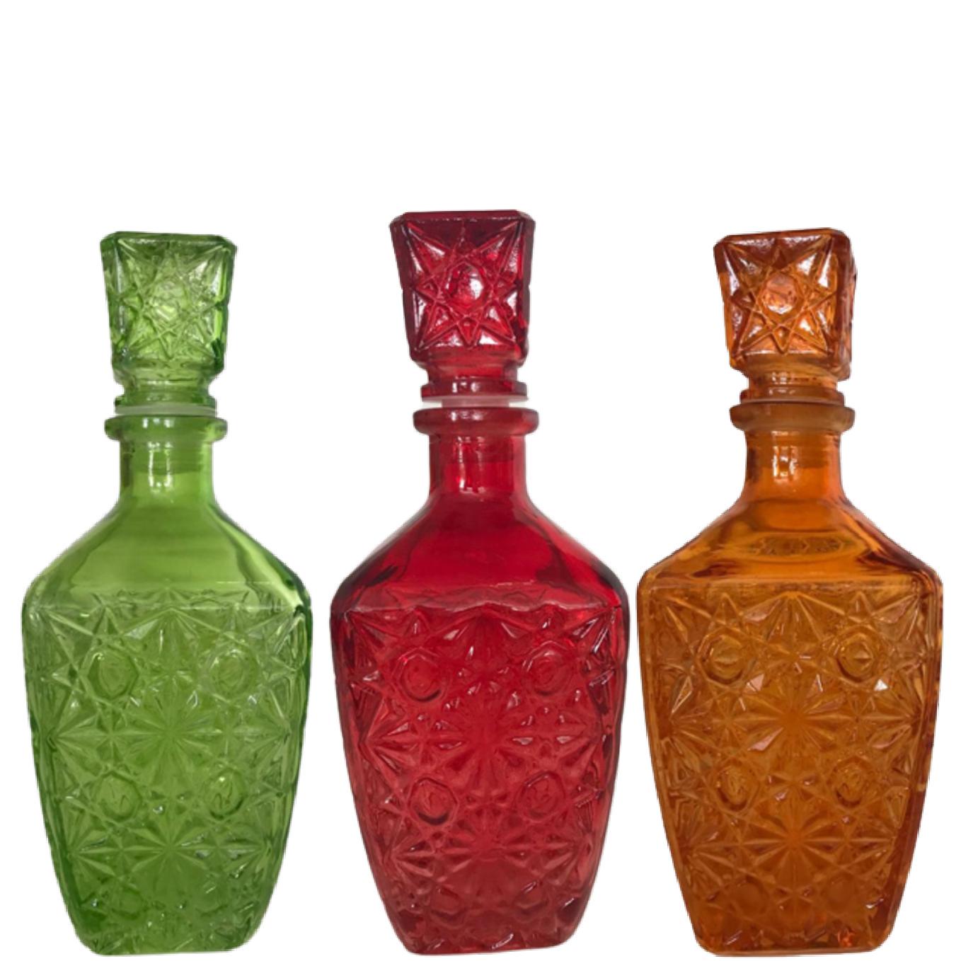 Loja Casa Canto - Jarra de Vidro - Garrafa Licoreira 3un Vidro Colorida 24x9cm Bon Gourmet