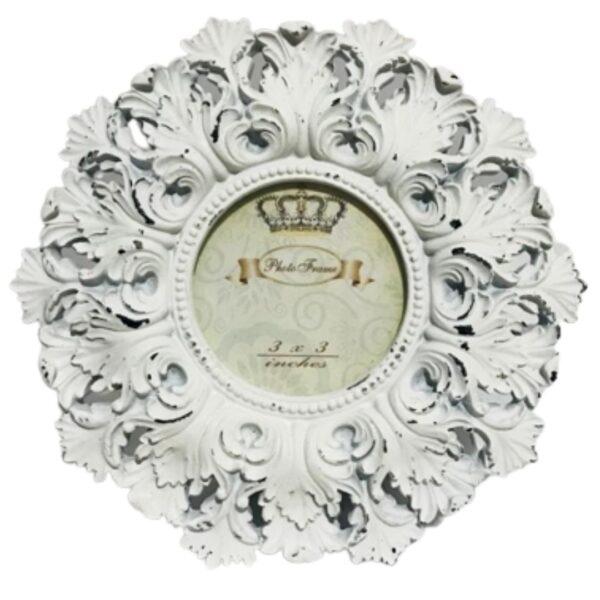 Loja Casa Canto - Porta Retratos - Porta Retrato Redondo Resina Branco Provençal